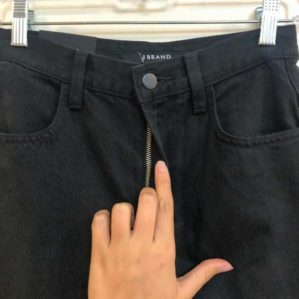 NEW JBRAND Joan Crop Super High-Rise Wide Straight Black Denim Jeans Women's 24 - Picture 5 of 10